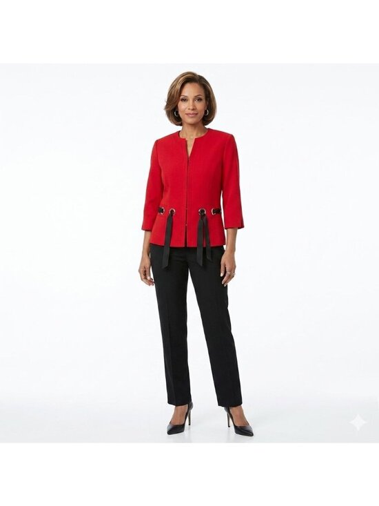 R&K Pants - Vtg 2 pc R&K Originals Red Black Pinstripe Pants Suit Outfit Women Size 10 Y2K